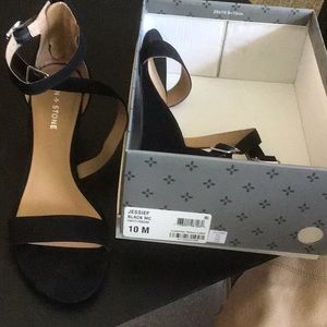 Sun+Stone black sandals with wedge heel Size 10